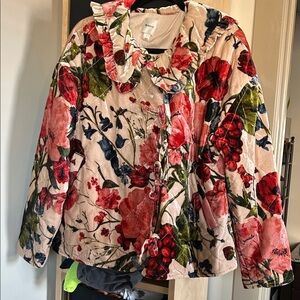 Anthropologie Multicolor Floral Puffer Jacket